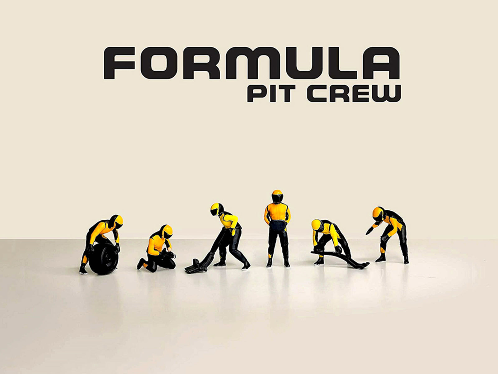 "Formula Pit Crew – Team Orange" 6 piece Diecast Figure Set (6 Figures) Limited Edition for 1/64 Scale Models by American Diorama - image 3
