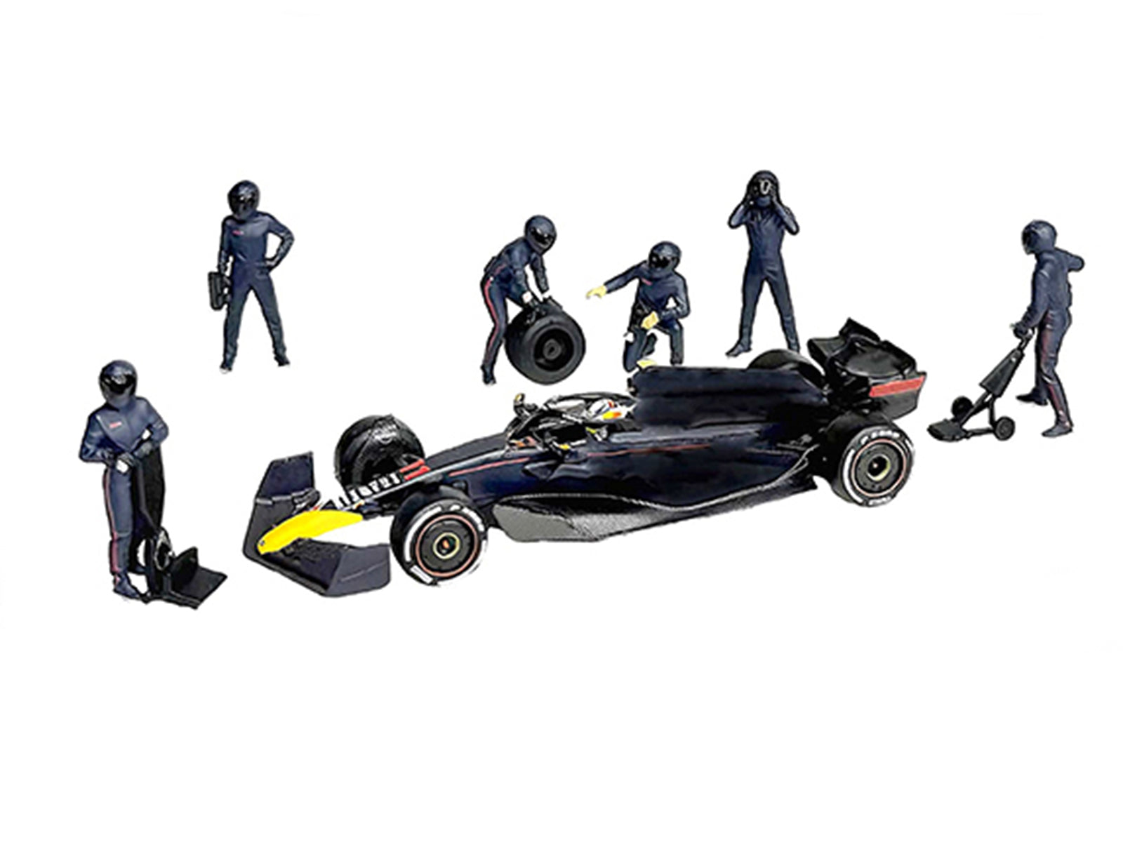 "Formula Pit Crew – Team Blue" 6 piece Diecast Figure Set (6 Figures) Limited Edition for 1/64 Scale Models by American Diorama - image 2