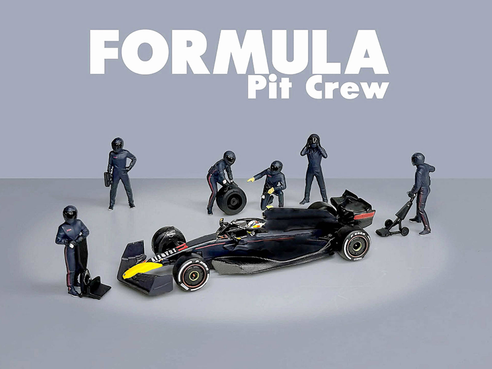 "Formula Pit Crew – Team Blue" 6 piece Diecast Figure Set (6 Figures) Limited Edition for 1/64 Scale Models by American Diorama - image 4