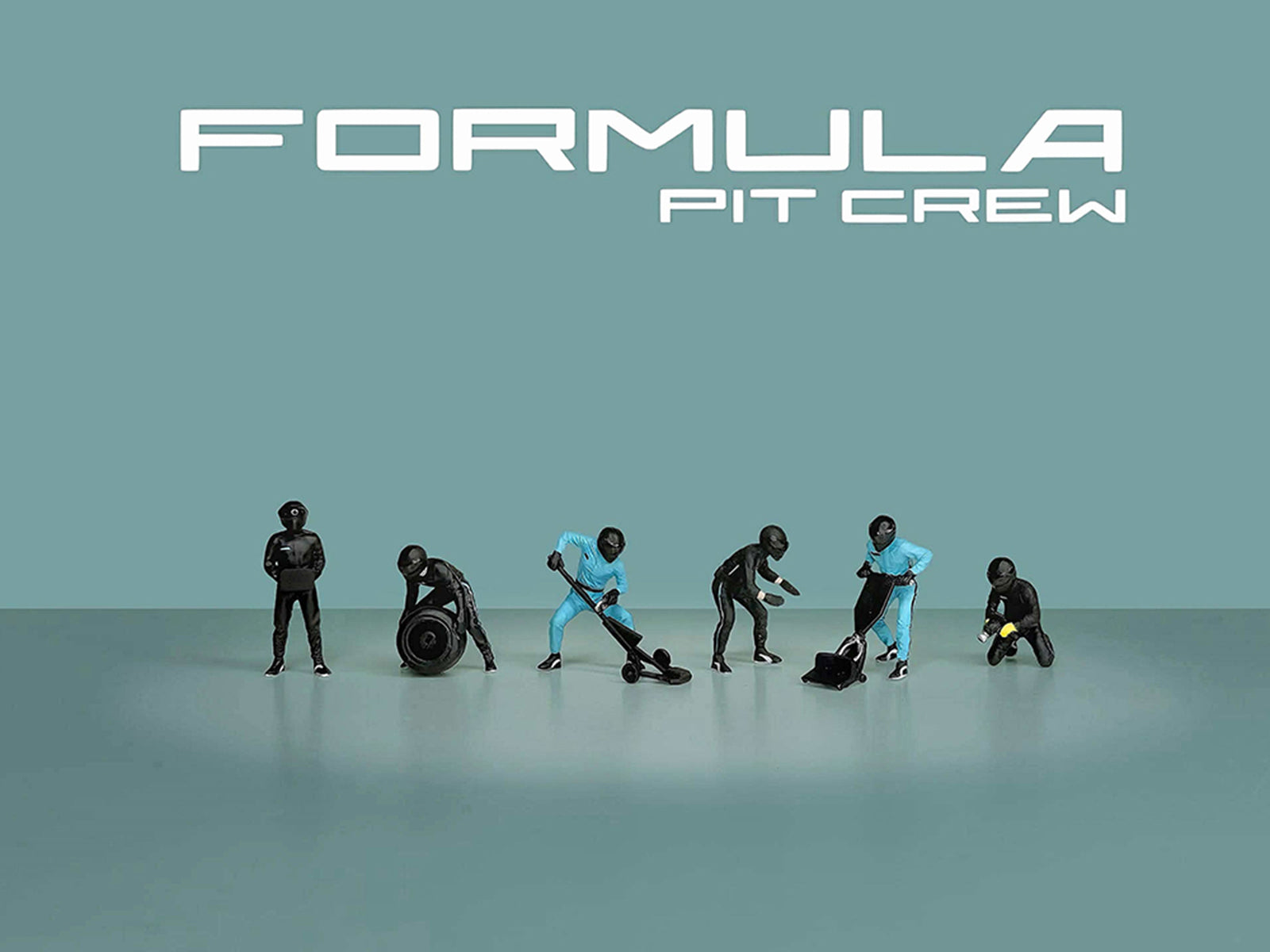 "Formula Pit Crew – Team Black" 6 piece Diecast Figure Set (6 Figures) Limited Edition for 1/64 Scale Models by American Diorama - image 4