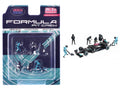 "Formula Pit Crew – Team Black" 6 piece Diecast Figure Set (6 Figures) Limited Edition for 1/64 Scale Models by American Diorama