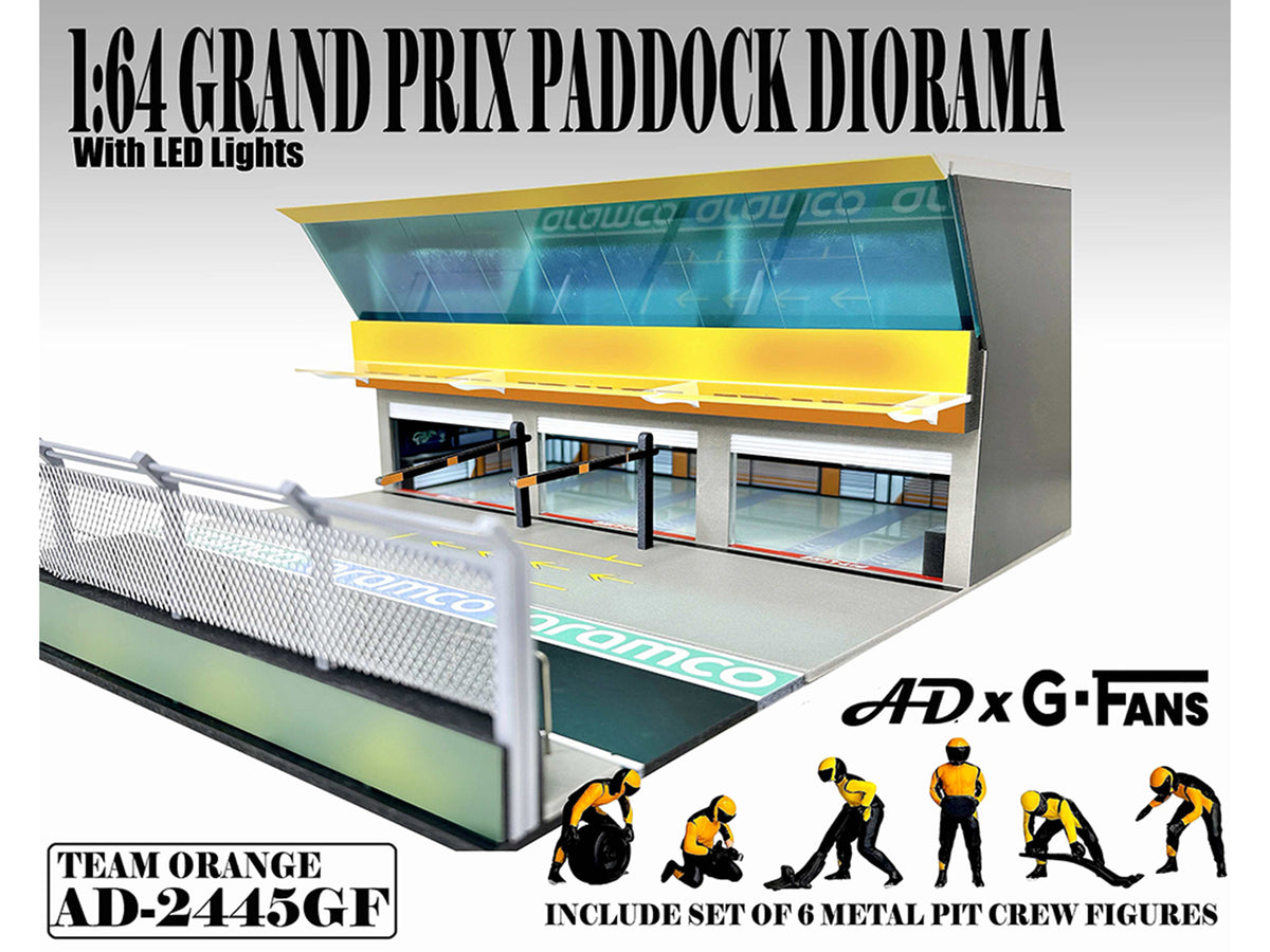 Grand Prix Paddock Diorama "Team Orange" with LED Lights for 1/64 Scale Models by American Diorama - image 4