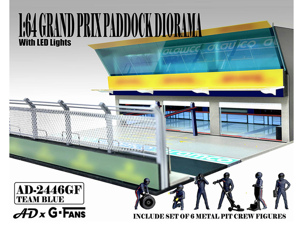Grand Prix Paddock Diorama "Team Blue" with LED Lights for 1/64 Scale Models by American Diorama - image 3
