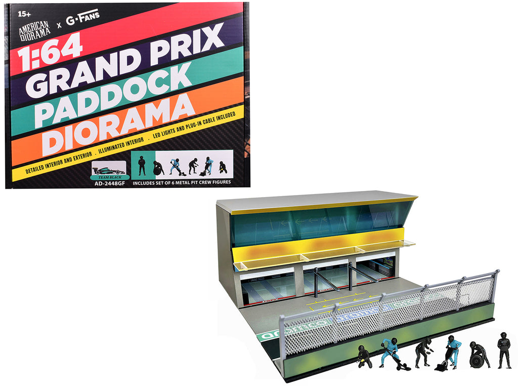 Grand Prix Paddock Diorama "Team Black" with LED Lights for 1/64 Scale Models by American Diorama