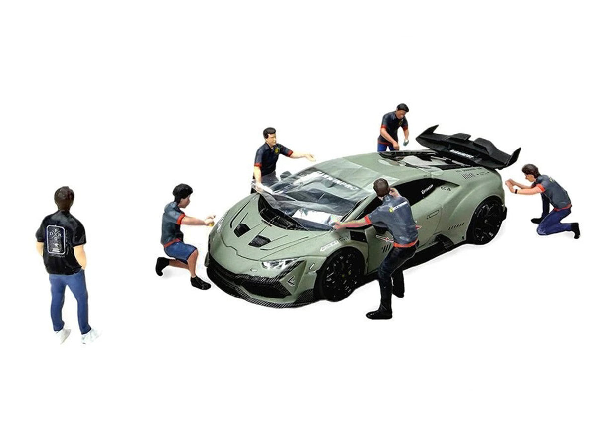 "DarwinPro x Teckwrap Crew" 6 piece Diecast Figure Set (6 Figures) Limited Edition for 1/64 Scale Models by American Diorama