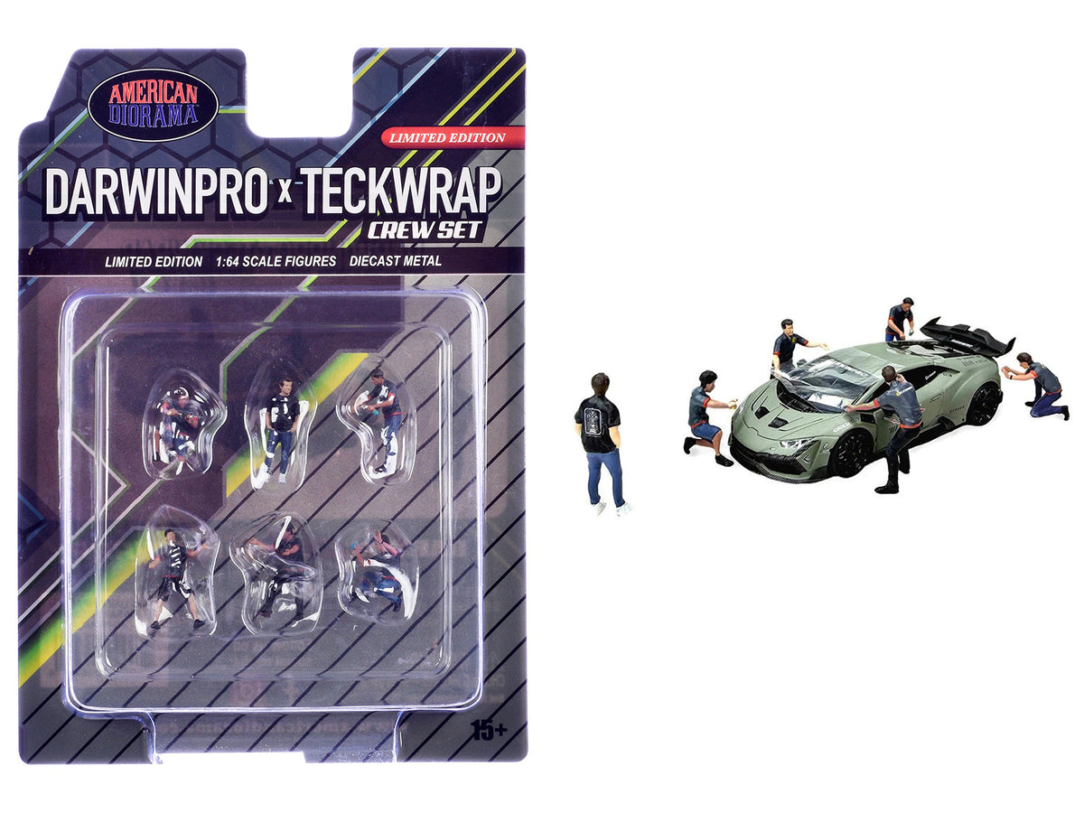 "DarwinPro x Teckwrap Crew" 6 piece Diecast Figure Set (6 Figures) Limited Edition for 1/64 Scale Models by American Diorama
