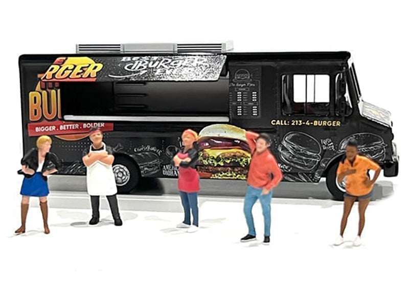 Food Truck "The Burger Truck" Black with Graphics 1/64 Diecast Model by American Diorama - image 2