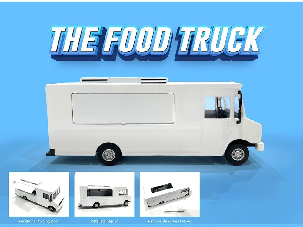 Food Truck Plain White with Graphics 1/64 Diecast Model by American Diorama - image 2