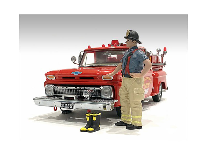 "Firefighters" Getting Ready Figure with Boots Accessory for 1/18 Scale Models by American Diorama - image 3