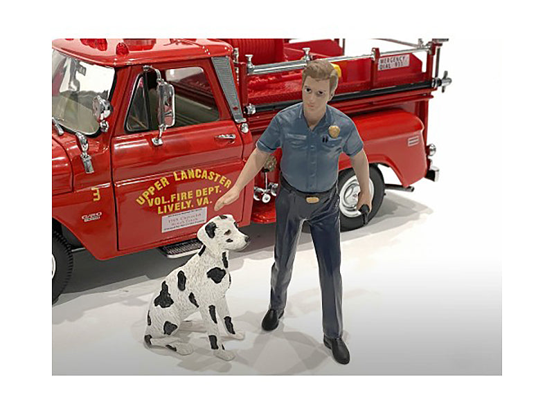 "Firefighters" Fire Dog Training Figures (Trainer and Dog) for 1/18 Scale Models by American Diorama - image 2