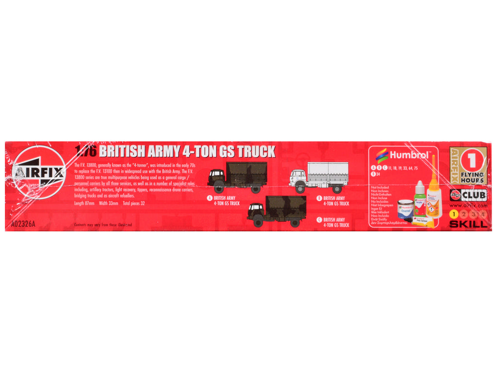 Level 1 Model Kit British Army 4-ton 4x4 GS Truck with 3 Scheme Options 1/76 Scale Plastic Model Kit by Airfix - image 5