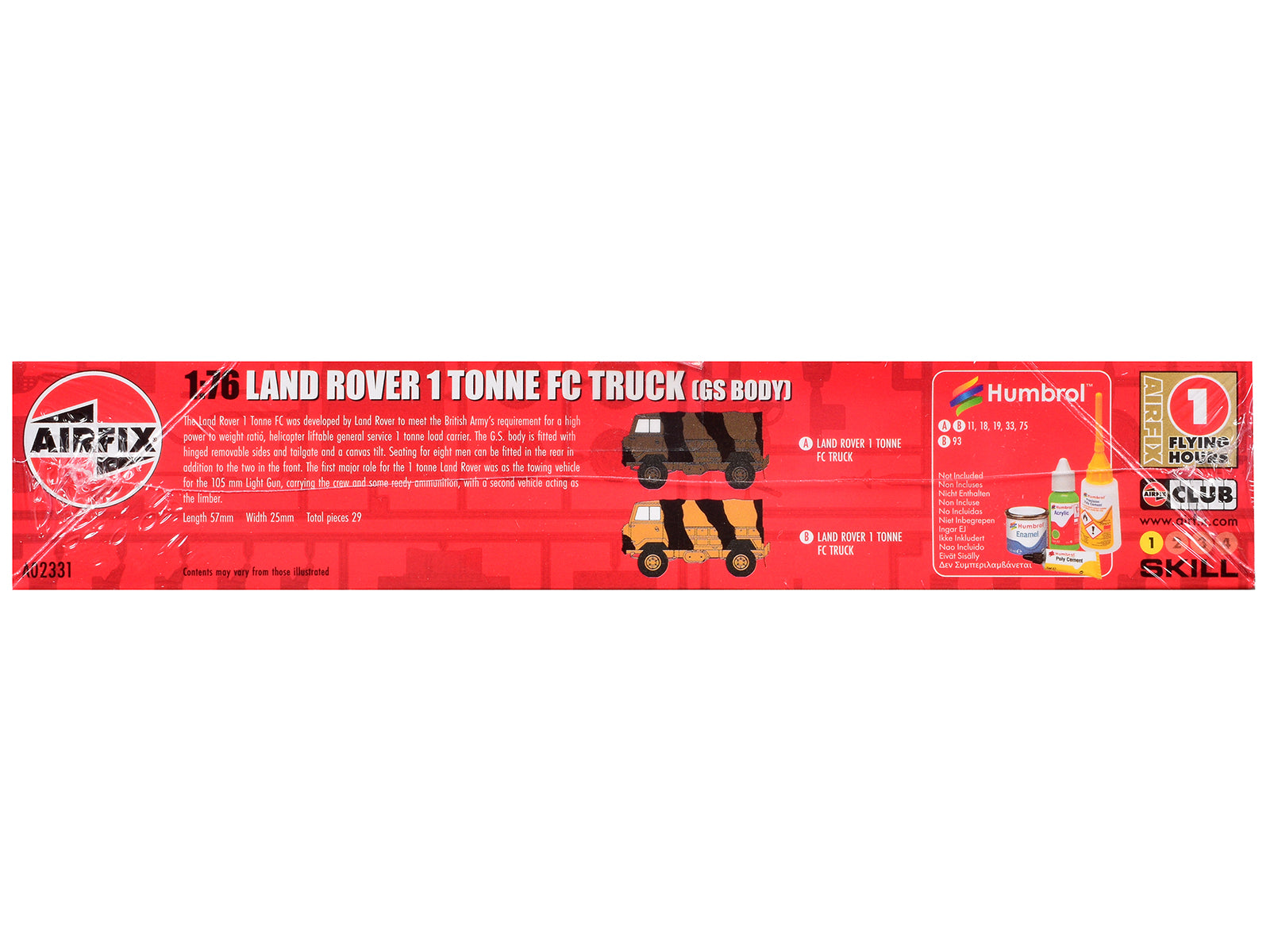 Level 1 Model Kit Land Rover 1 Tonne FC Truck (GS Body) with 3 Scheme Options 1/76 Scale Plastic Model Kit by Airfix - image 5