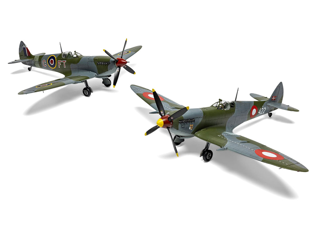 Level 2 Model Kit Supermarine Spitfire Mk.IXe Fighter Aircraft with 3 Scheme Options 1/48 Plastic Model Kit by Airfix - image 3