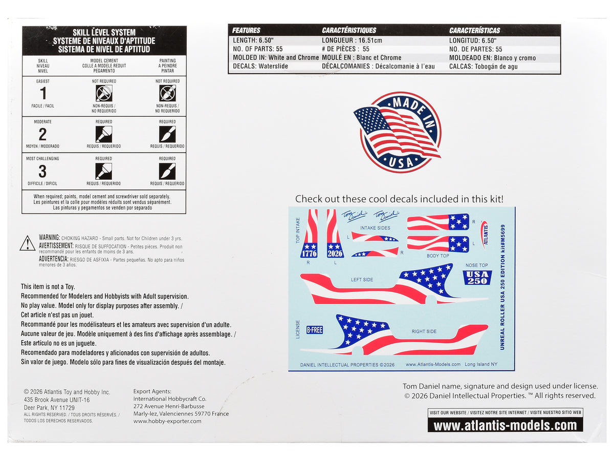 Skill 2 Model Kit Tom Daniel's Unreal Roller "America 250th Anniversary" Edition 1/24 Scale Model by Atlantis - image 4
