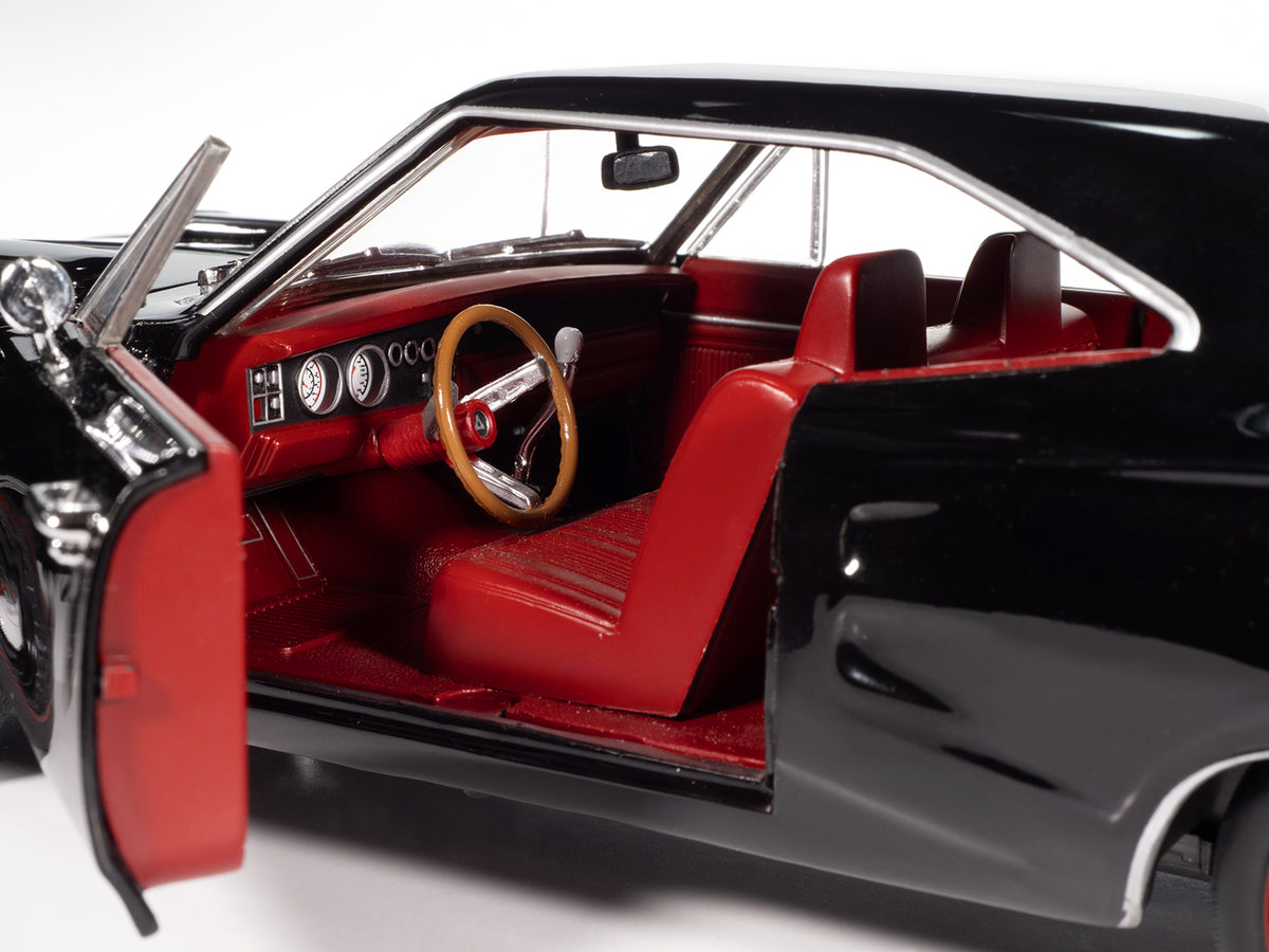 1969 Dodge Coronet Super Bee "Muscle Car & Corvette Nationals" (MCACN) Black with Red Interior "American Muscle" Series 1/18 Diecast Model Car by Auto World - image 4