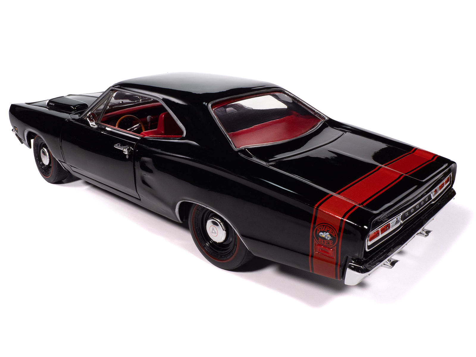1969 Dodge Coronet Super Bee "Muscle Car & Corvette Nationals" (MCACN) Black with Red Interior "American Muscle" Series 1/18 Diecast Model Car by Auto World - image 5
