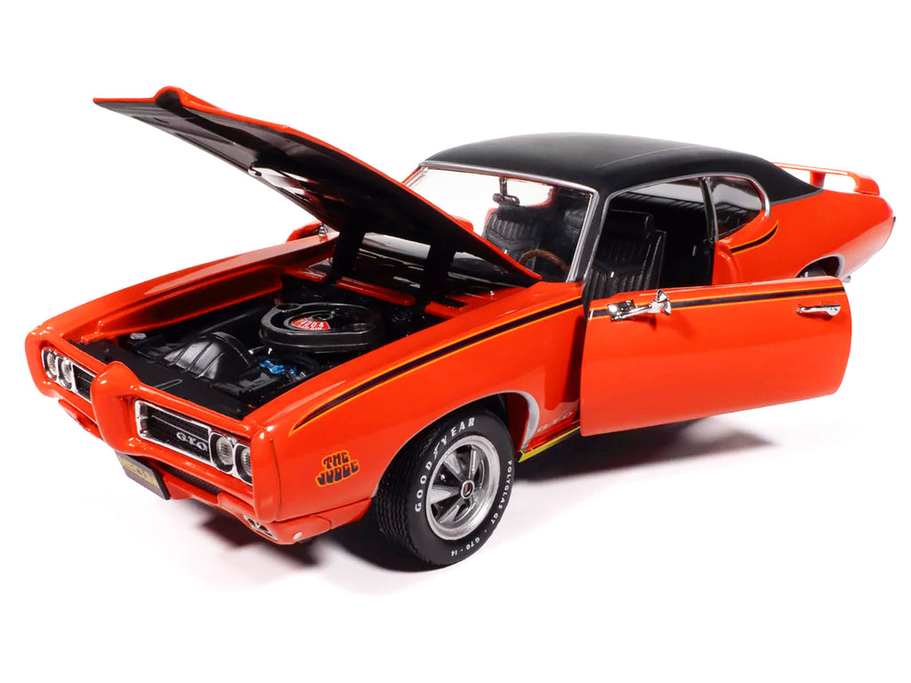 1969 Pontiac GTO Judge Carousel Red with Black Stripes and Black Vinyl Top "Mecum Auctions" "American Muscle" Series 1/18 Diecast Model Car by Auto World - image 2