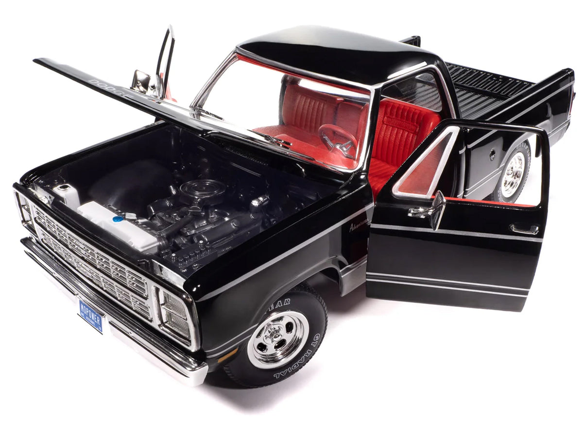 1979 Dodge Adventurer Sweptline Pickup Truck Black with Red Interior "American Muscle" Series 1/18 Diecast Model Car by Auto World - image 2