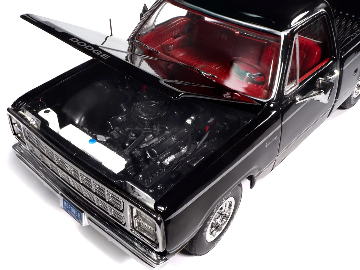 1979 Dodge Adventurer Sweptline Pickup Truck Black with Red Interior "American Muscle" Series 1/18 Diecast Model Car by Auto World - image 4