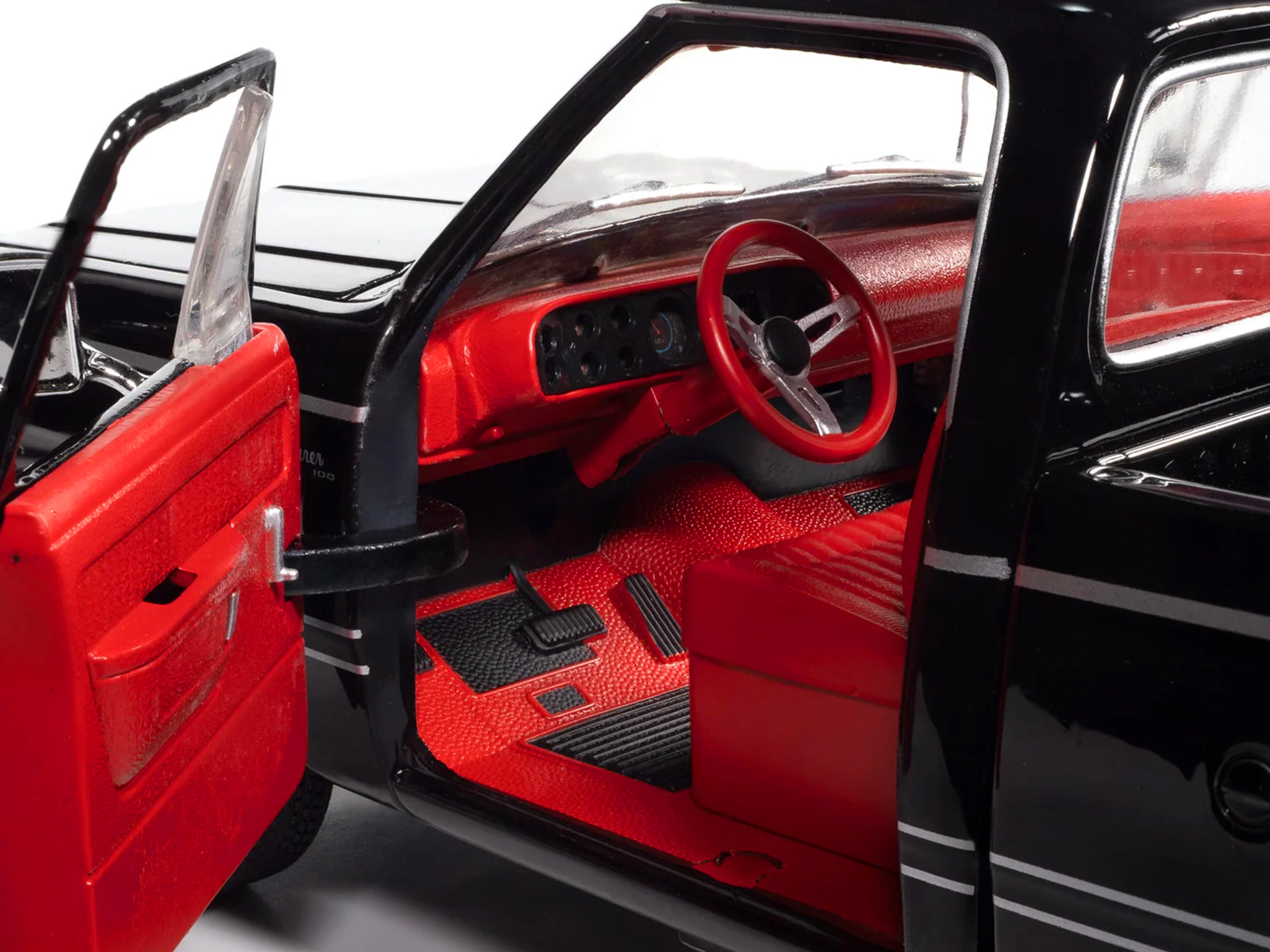 1979 Dodge Adventurer Sweptline Pickup Truck Black with Red Interior "American Muscle" Series 1/18 Diecast Model Car by Auto World - image 3