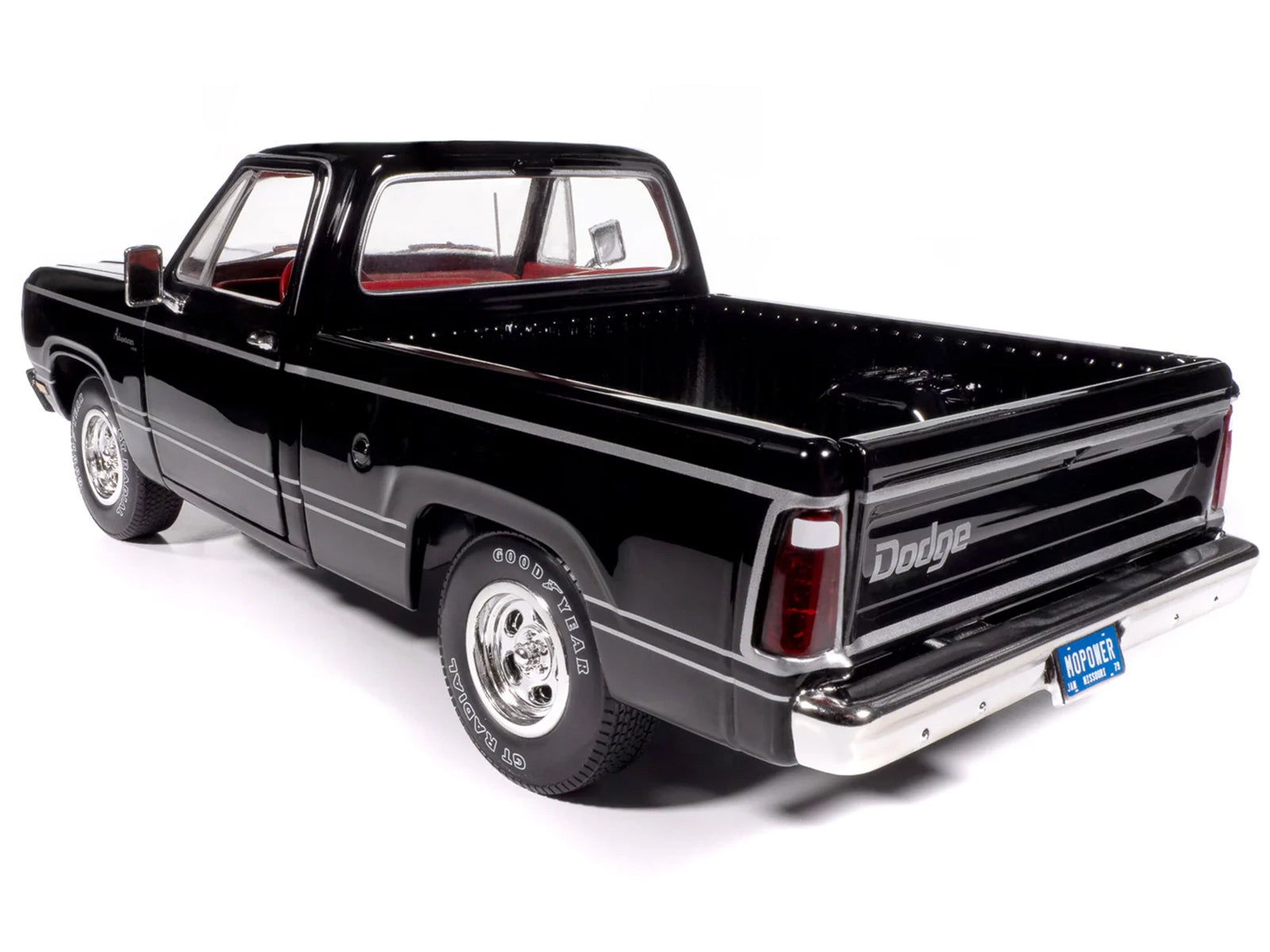1979 Dodge Adventurer Sweptline Pickup Truck Black with Red Interior "American Muscle" Series 1/18 Diecast Model Car by Auto World - image 5
