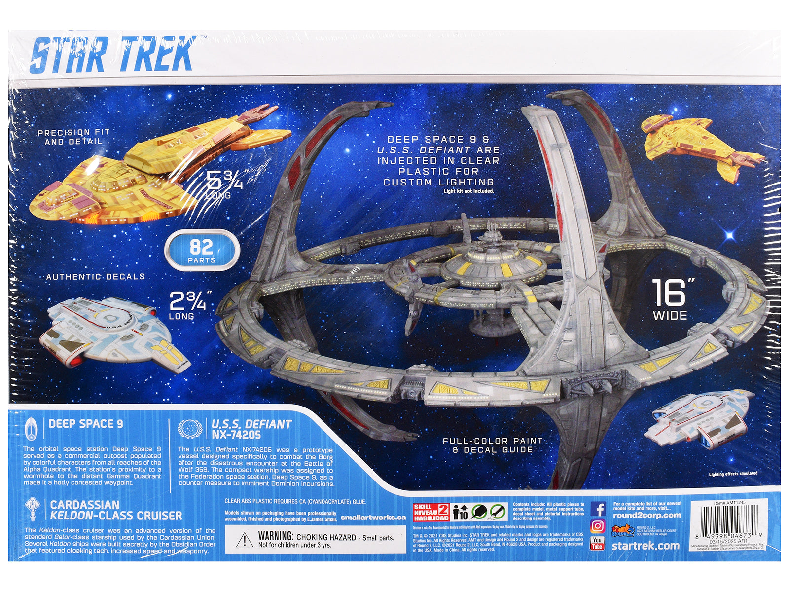 Skill 2 Model Kit Deep Space 9 Space Station with USS Defiant NX-74205 Space Ship and Cadassian Keldon-Class Cruiser "Star Trek: Deep Space Nine" (1993-1999) TV Series 1/3300 Scale Model by AMT - image 4