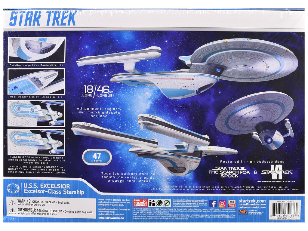 Skill 2 Model Kit U.S.S. Excelsior NX-2000 Space Ship "Star Trek III: The Search for Spock" (1984) Movie 1/1000 Scale Model by AMT - image 4