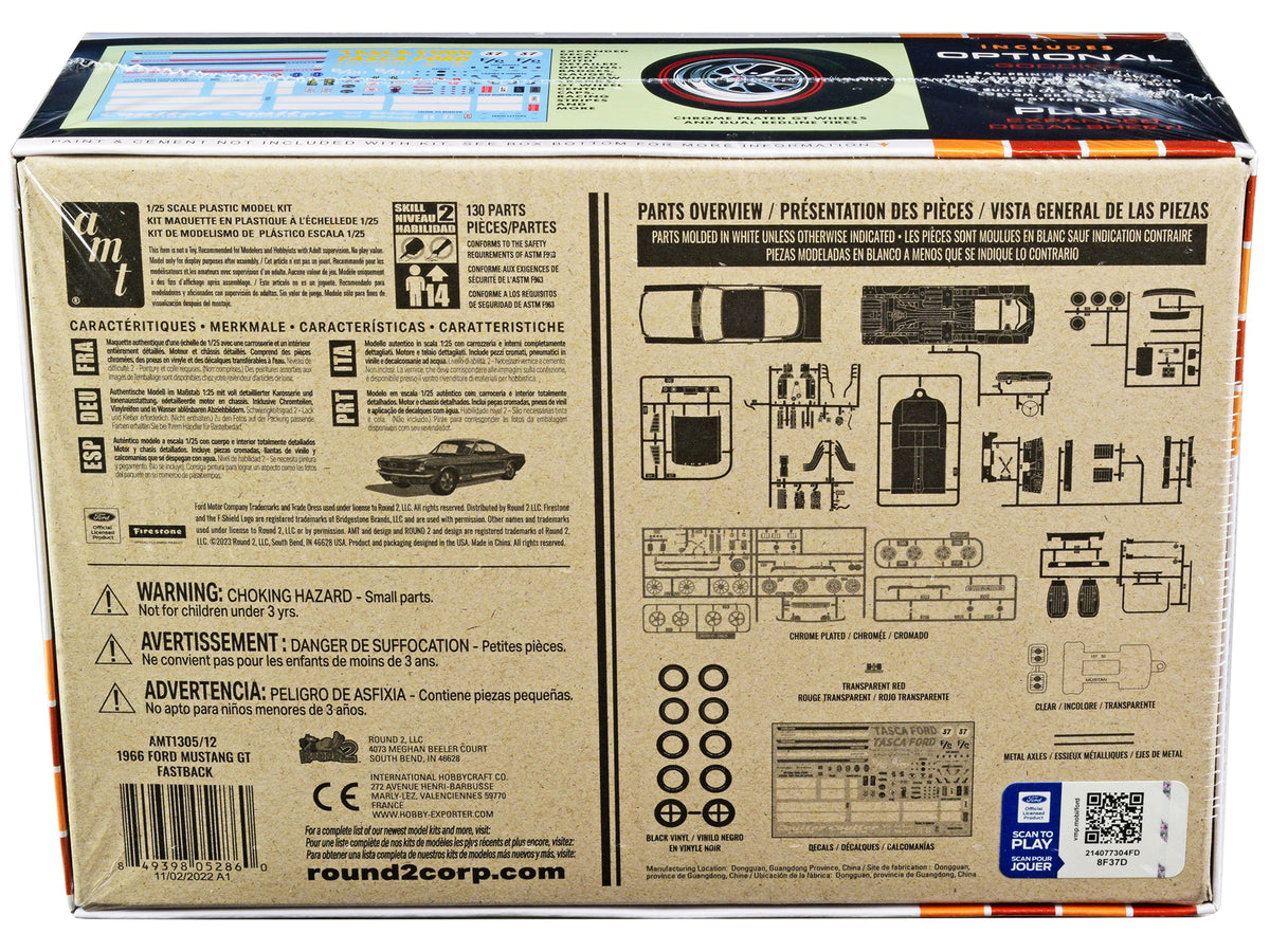 Skill 2 Model Kit 1966 Ford Mustang GT Fastback 1/25 Scale Model by AMT - image 4