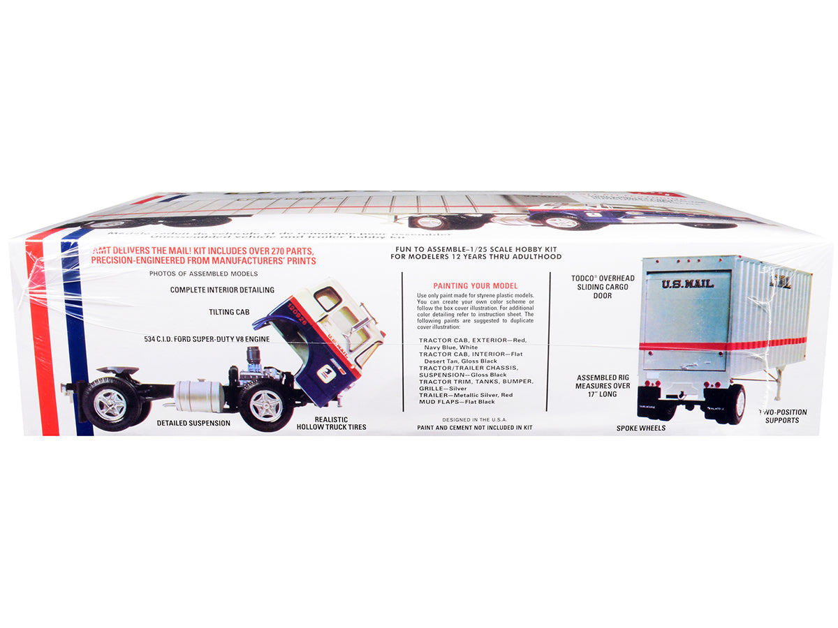 Skill 3 Model Kit Ford C900 Truck Tractor with Trailer "U.S. Mail" 1/25 Scale Model by AMT - image 3