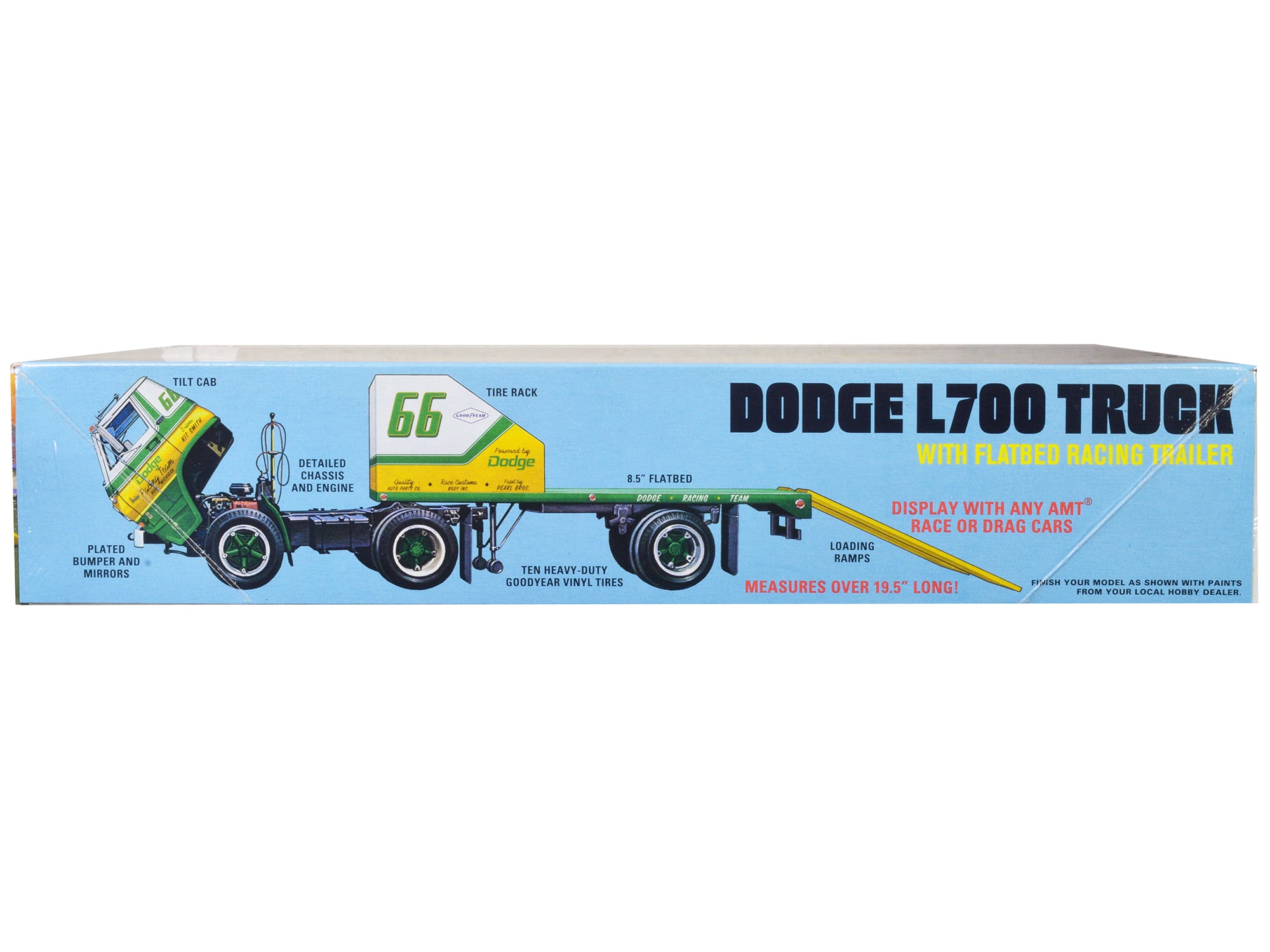 Skill 3 Model Kit 1966 Dodge L700 Truck with Flatbed Racing Trailer 1/25 Scale Model by AMT - image 3