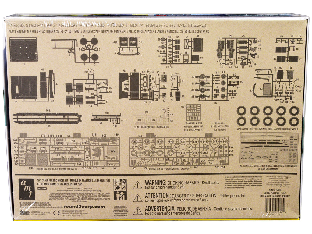 Skill 3 Model Kit Peterbilt 352 Pacemaker Cabover Tractor "Coors" 1/25 Scale Model by AMT - image 4