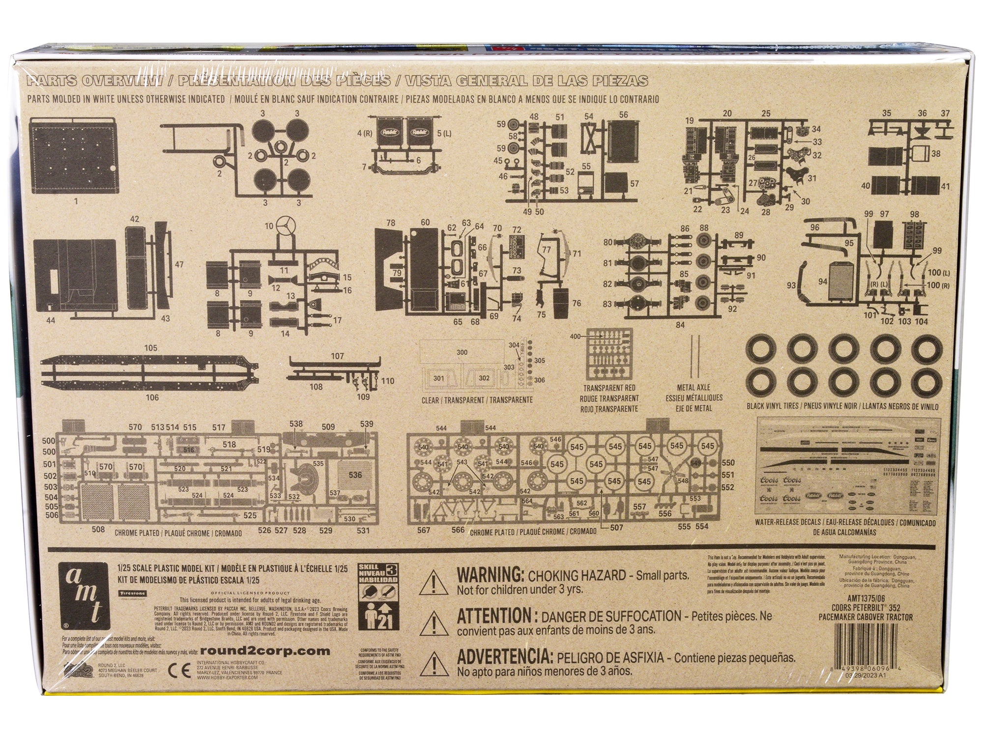 Skill 3 Model Kit Peterbilt 352 Pacemaker Cabover Tractor "Coors" 1/25 Scale Model by AMT - image 4