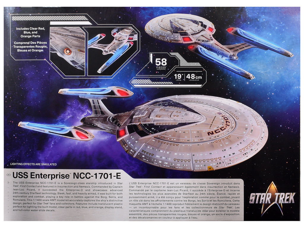 Skill 2 Model Kit U.S.S. Enterprise NCC-1701-E Space Ship "Star Trek: First Contact" (1996) Movie 1/1400 Scale Model by AMT - image 4