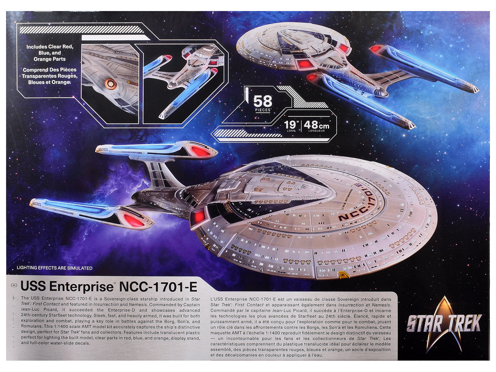 Skill 2 Model Kit U.S.S. Enterprise NCC-1701-E Space Ship "Star Trek: First Contact" (1996) Movie 1/1400 Scale Model by AMT - image 4