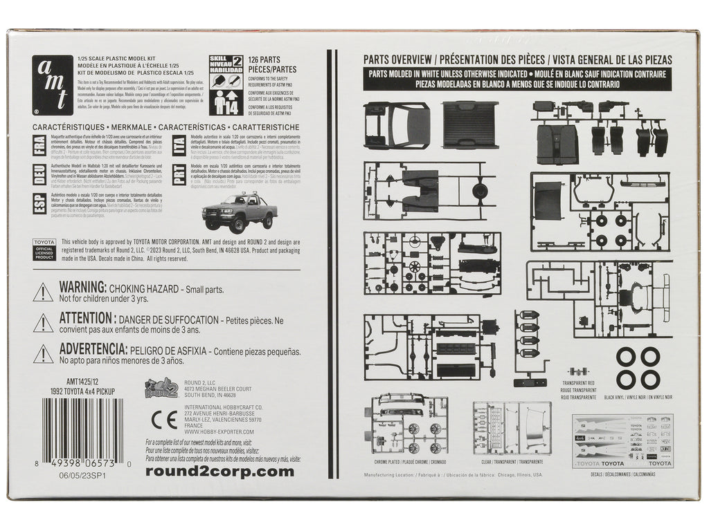 Skill 2 Model Kit 1992 Toyota 4x4 Pickup Truck (2023) 1/20 Scale Model by AMT - image 4