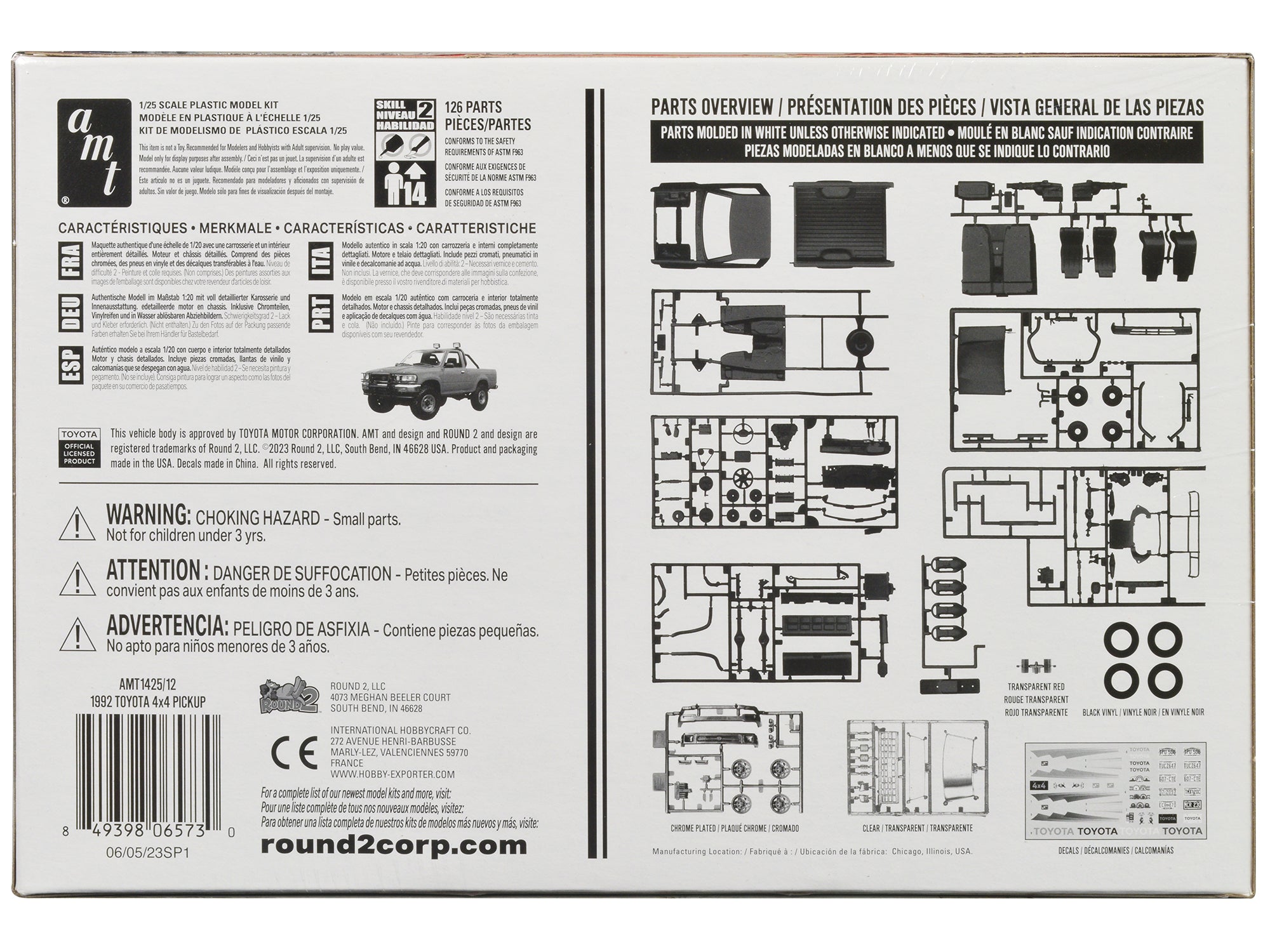 Skill 2 Model Kit 1992 Toyota 4x4 Pickup Truck (2023) 1/20 Scale Model by AMT - image 4