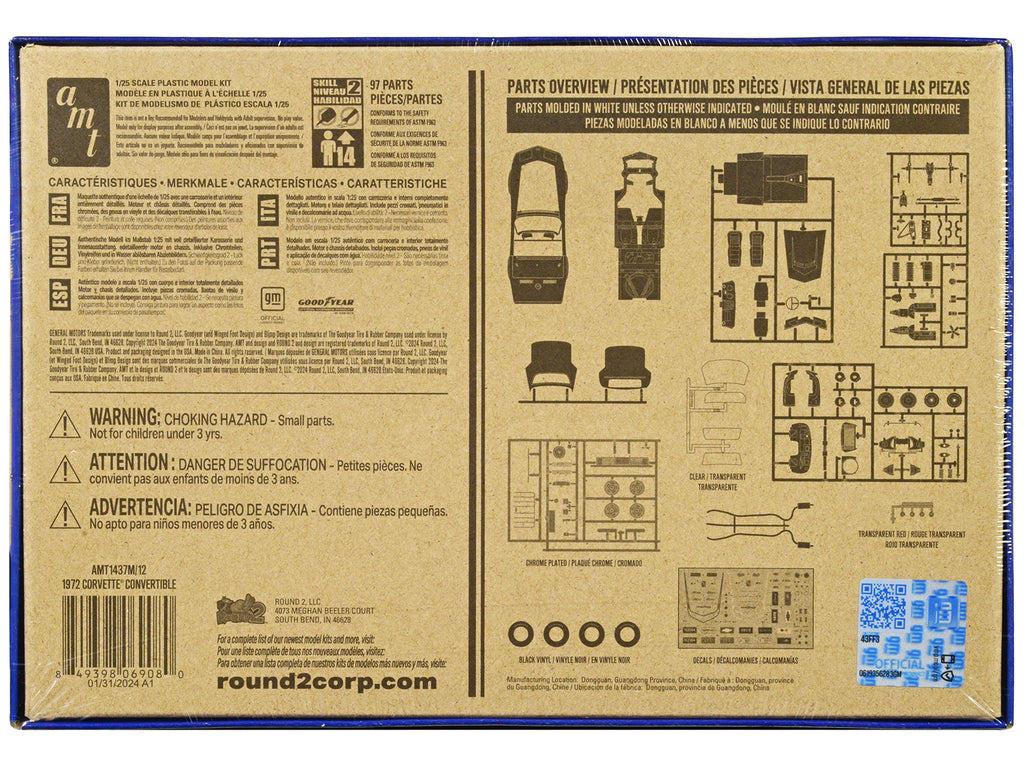 Skill 2 Model Kit 1972 Chevrolet Corvette Roadster 1/25 Scale Model by AMT - image 4
