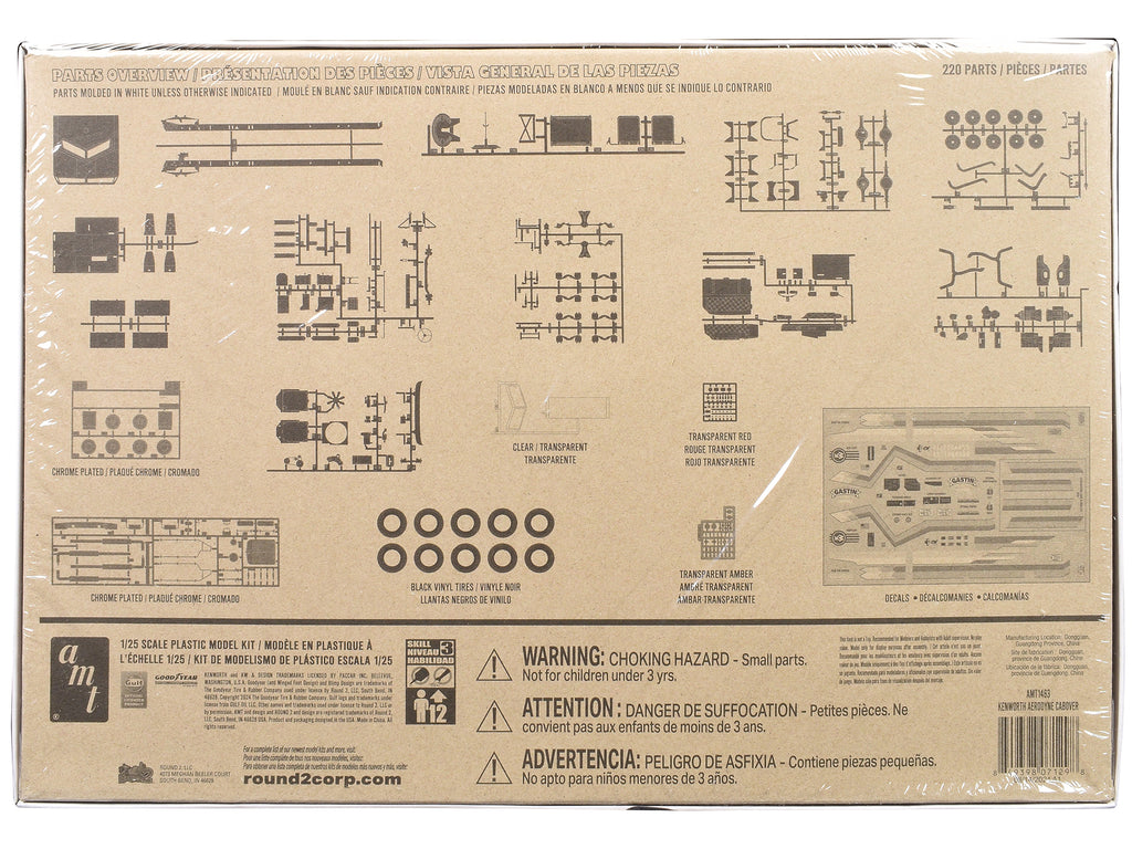 Skill 3 Model Kit Kenworth Aerodyne Cabover Truck Tractor 1/25 Scale Model by AMT