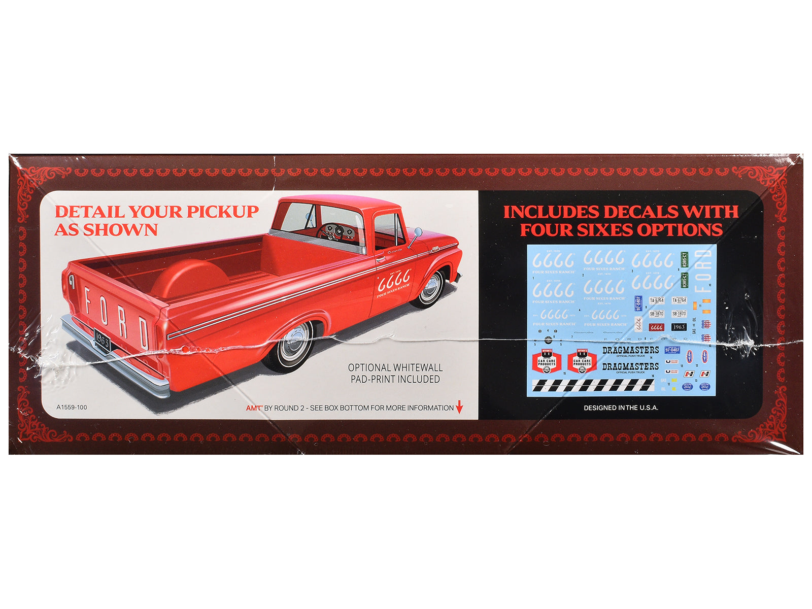 Skill 2 Model Kit 1963 Ford F-100 Pickup Truck "Four Sixes Ranch" 3-in-1 Kit 1/25 Scale Model by AMT - image 3