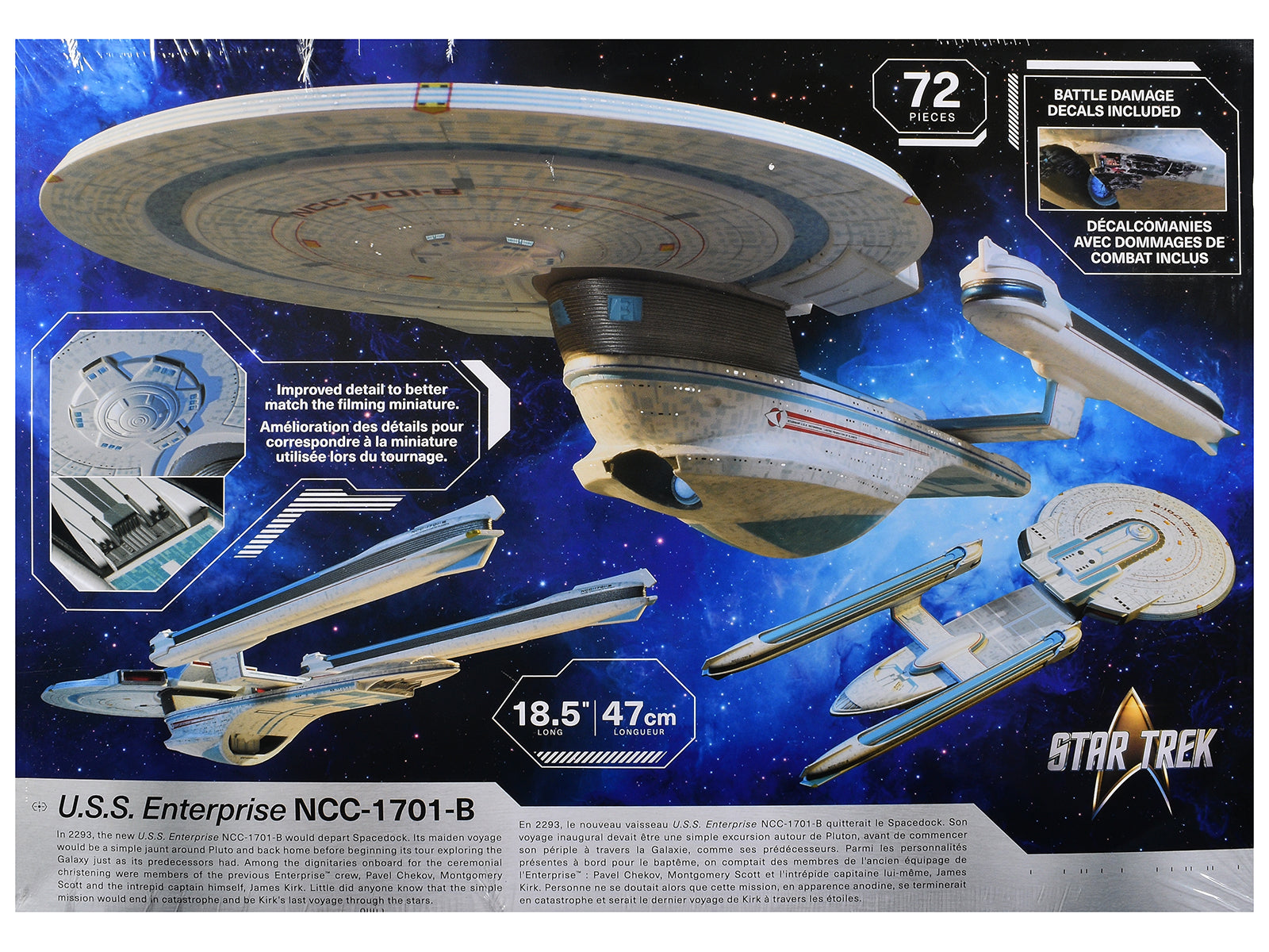 Skill 2 Model Kit U.S.S. Enterprise NCC-1701-B Space Ship "Star Trek Generations" (1994) Movie 1/1000 Model Kit by AMT - image 3
