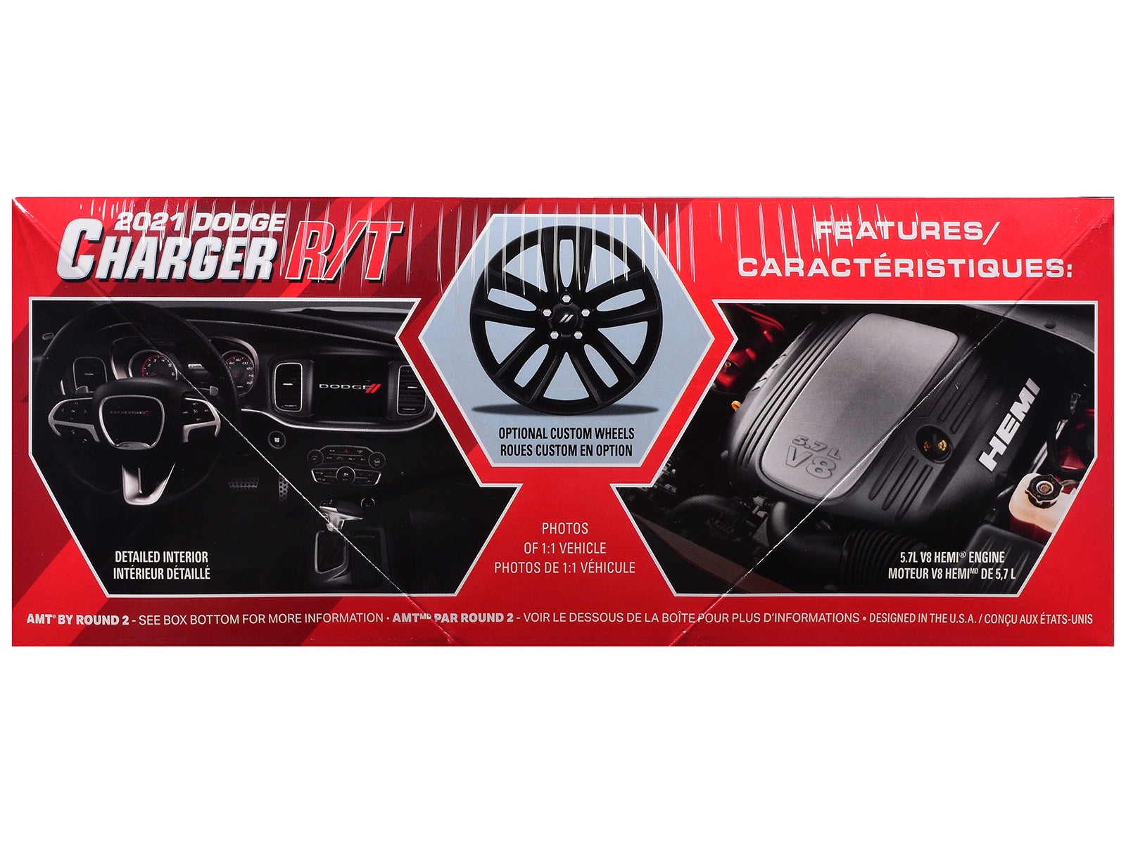Skill 2 Model Kit 2021 Dodge Charger R/T "America 250" 1/25 Scale Model by AMT