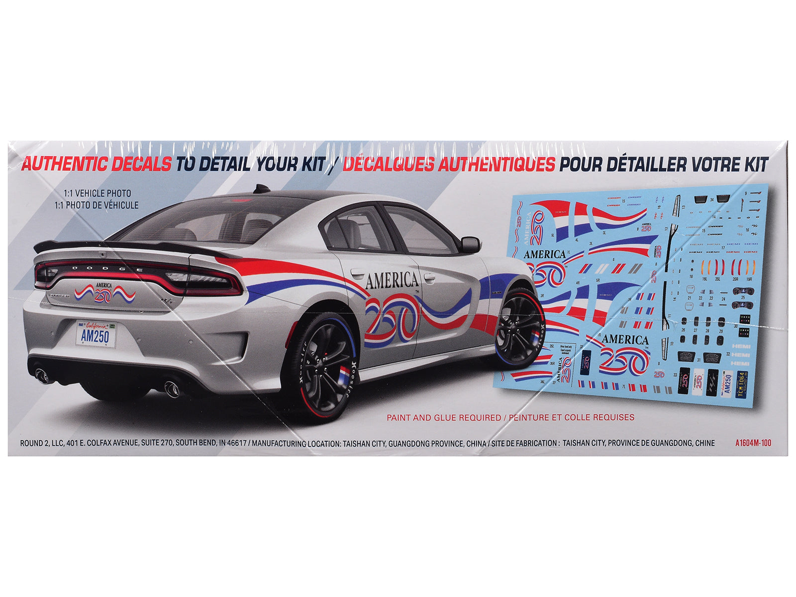 Skill 2 Model Kit 2021 Dodge Charger R/T "America 250" 1/25 Scale Model by AMT