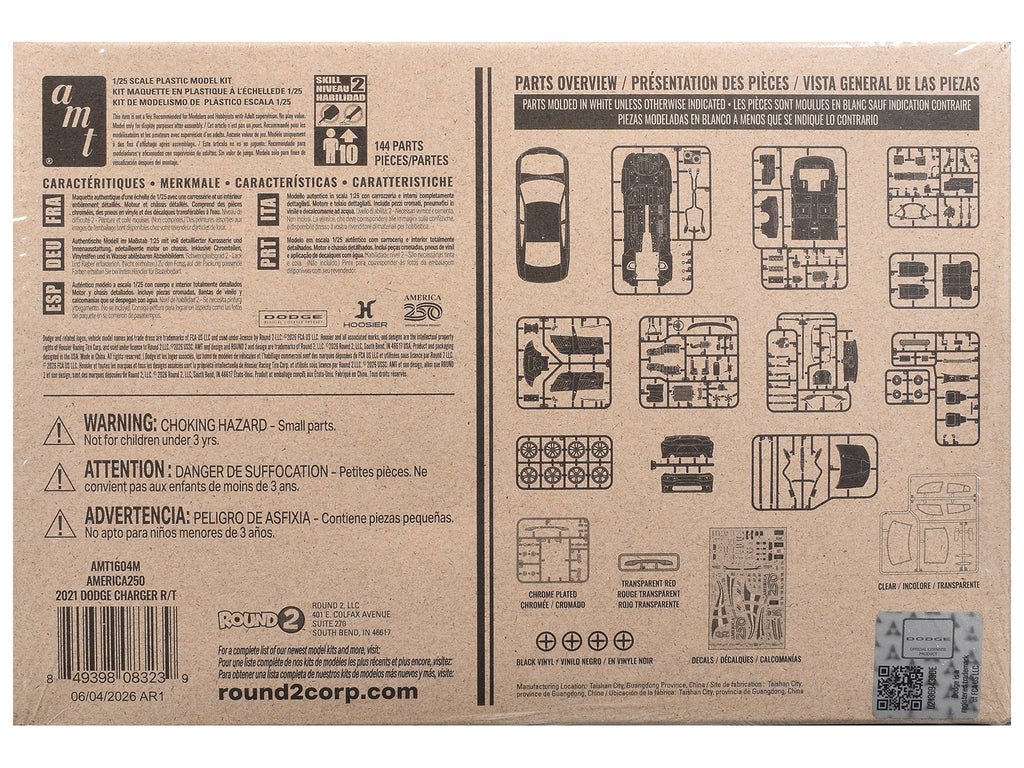 Skill 2 Model Kit 2021 Dodge Charger R/T "America 250" 1/25 Scale Model by AMT