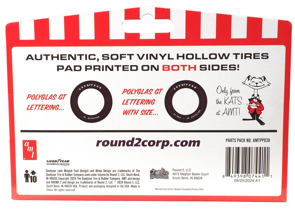 Model Kit "Goodyear Polyglas GT" Tires Set of 8 Pieces for 1/25 Scale Models by AMT - image 2