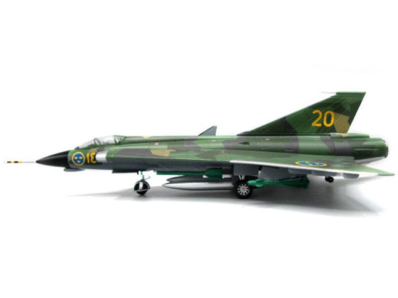 Saab J35J Draken Fighter Aircraft "Splinter Camouflage Scheme F 18 Sodertorn Wing" (1972) Swedish Air Force 1/72 Diecast Model Airplane by Aviation 72 - image 2