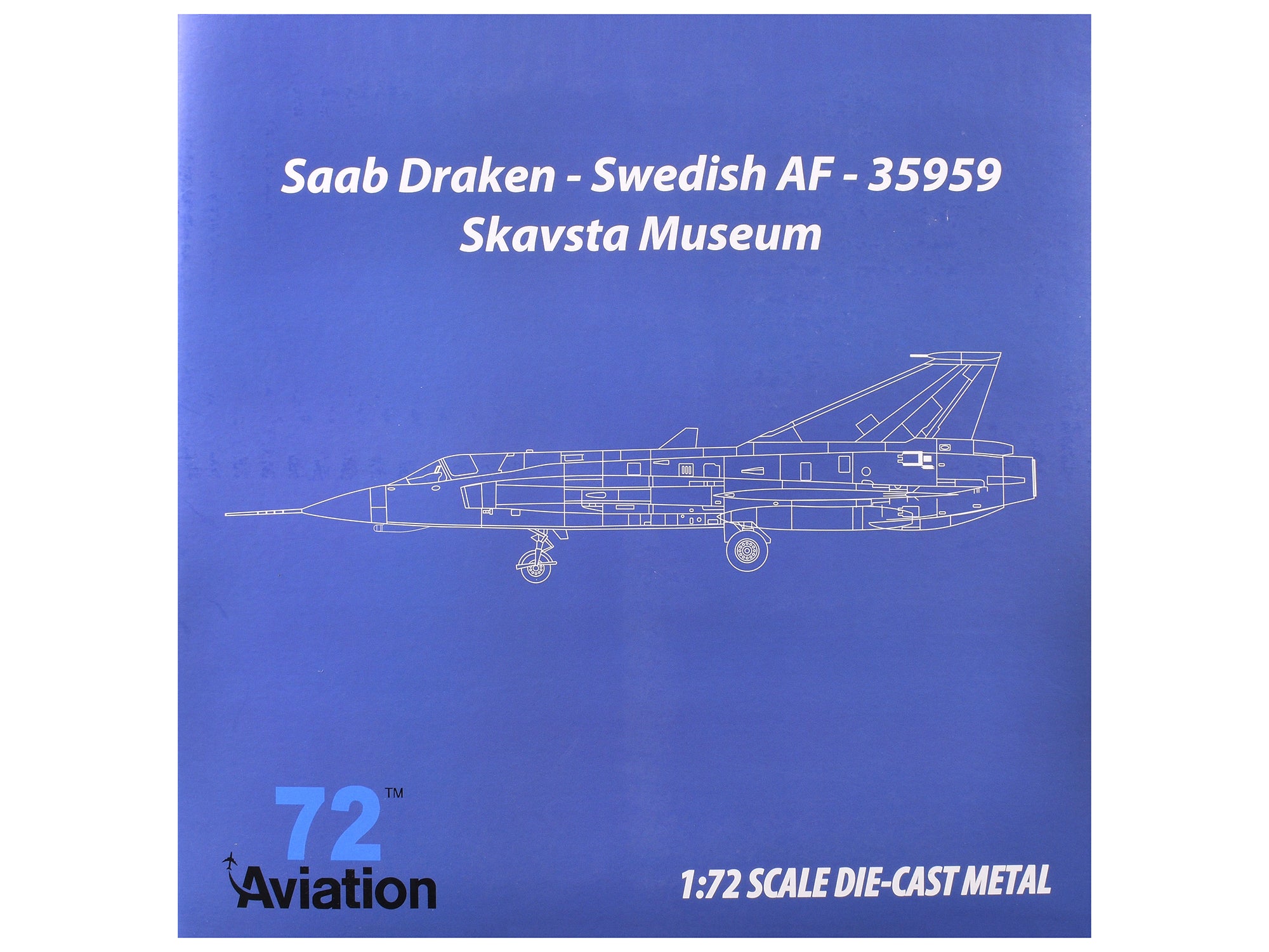 Saab S35 Draken Fighter Aircraft "59 F 11 Wing Skavsta Museum" (1979) Swedish Air Force 1/72 Diecast Model Airplane by Aviation 72 - image 3