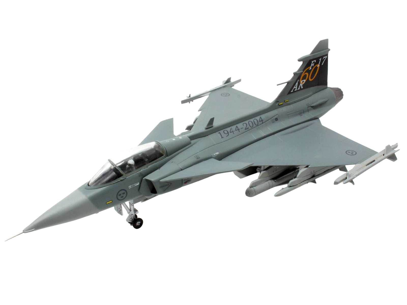 Saab JAS 39A Gripen Fighter Aircraft "17 Wing 60th Anniversary Livery Ronneby Air Show" (2004) Swedish Air Force 1/72 Diecast Model Airplane by Aviation 72 - image 2