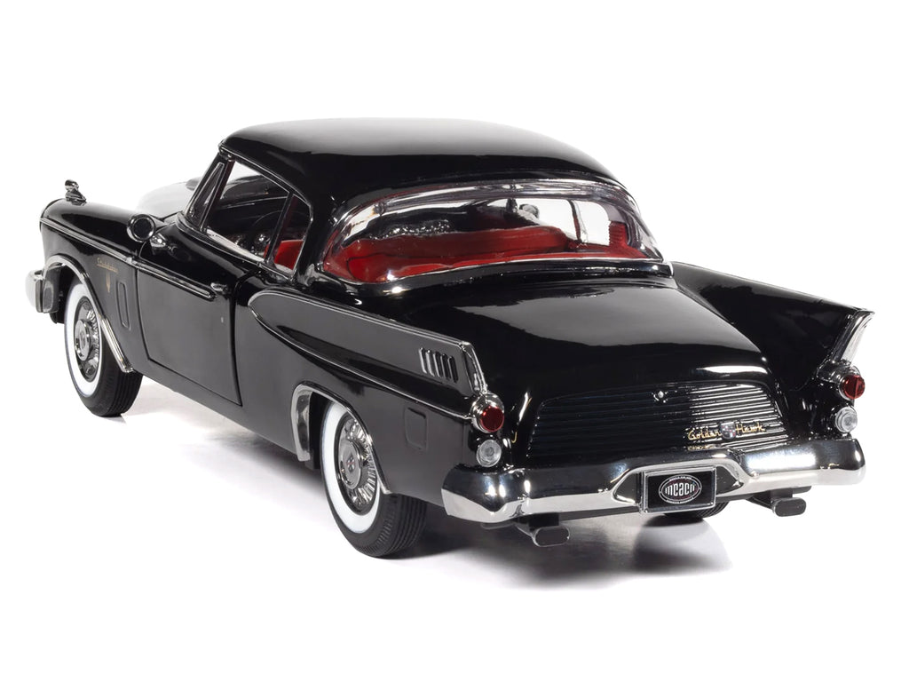 1957 Studebaker Golden Hawk Midnight Black with Red Interior 1/18 Diecast Model by Auto World