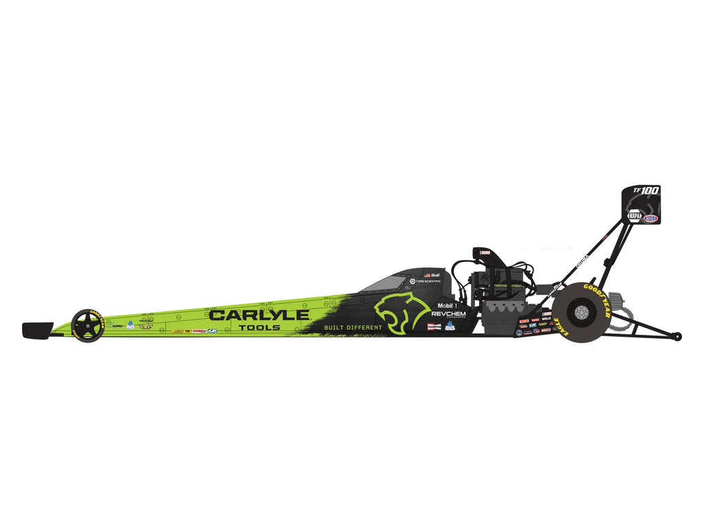NHRA TFD (Top Fuel Dragster) #TF100 Maddi Gordon "Carlyle Tools" Green and Black (2026) 1/24 Diecast Model Car Auto World