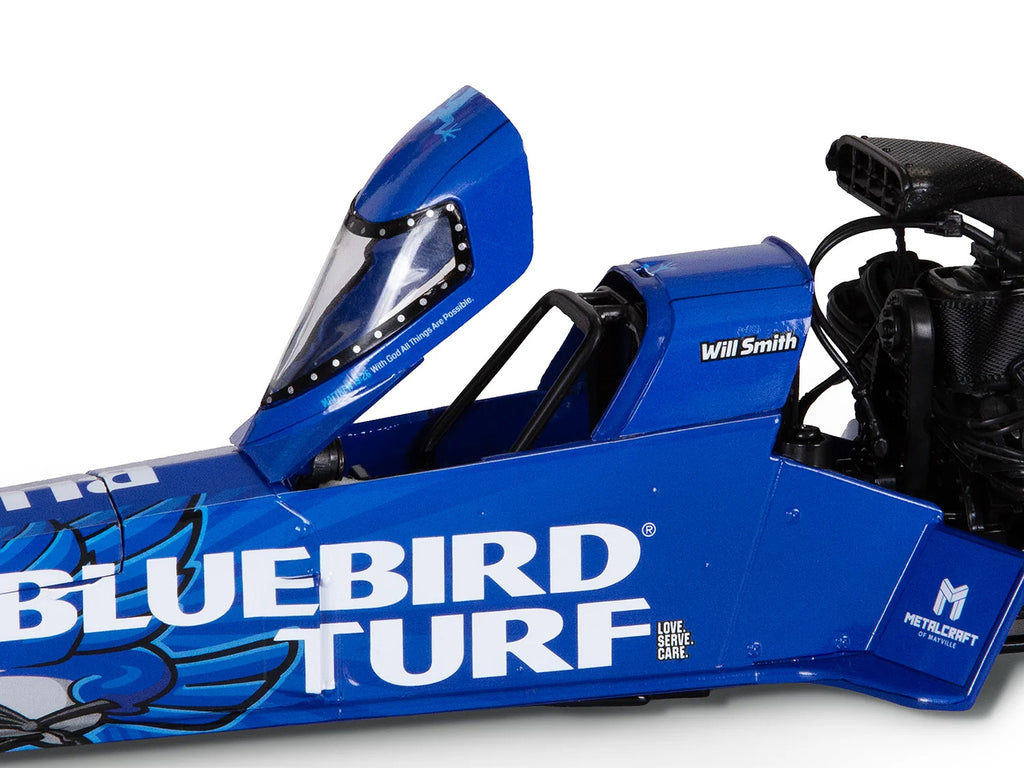 NHRA TFD (Top Fuel Dragster) #TF200 Will Smith "Bluebird Turf" Blue with Graphics (2026) 1/24 Diecast Model Car by Auto World - image 4